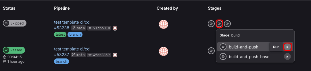 GitLab pipeline run job