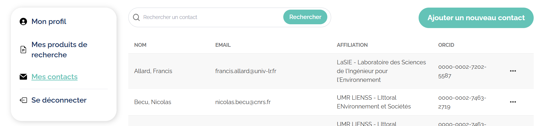 mes contacts